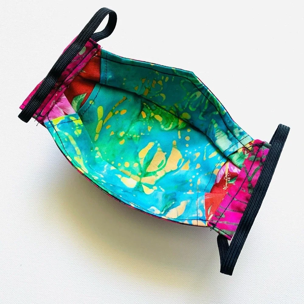 NEW Handmade Batik Monstera 3D Face Mask
